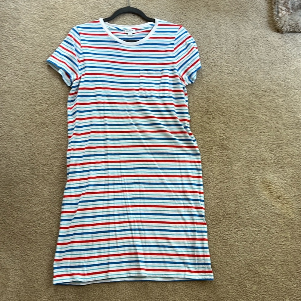 J Crew Dress Red White and Blue
